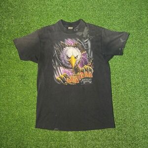 Vintage 1992 Born Wild American Biker Eagle T-Shirt XL Delta Single Stitch Black